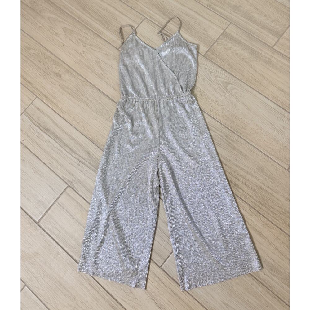 Xhilaration Silver Metallic Strappy Sleeveless Jumpsuit Size XS Pre-Owned